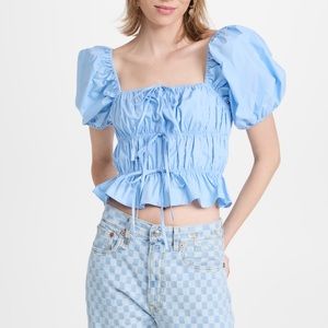 English Factory Tie Detail Shirring Top, Size Small